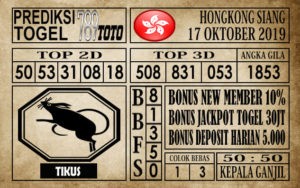 Prediksi Hongkong Siang 17 Oktober 2019