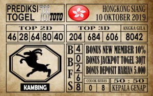 Prediksi Hongkong Siang 10 Oktober 2019