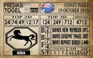 Prediksi Sydney Pools 19 Oktober 2019