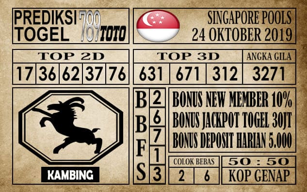Prediksi Singapore Pools 24 Oktober 2019