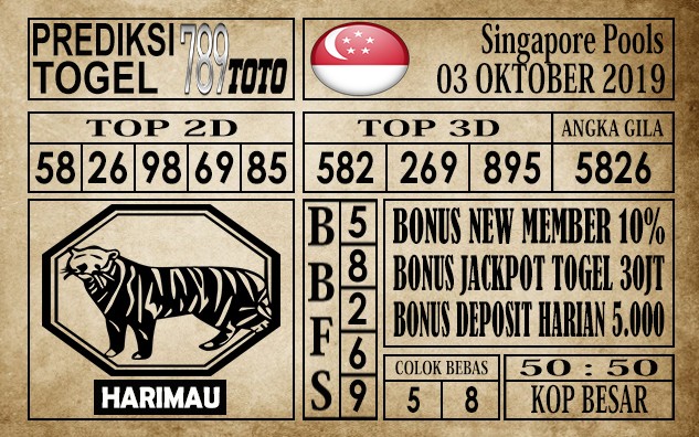 Prediksi Singapore Pools 03 Oktober 2019