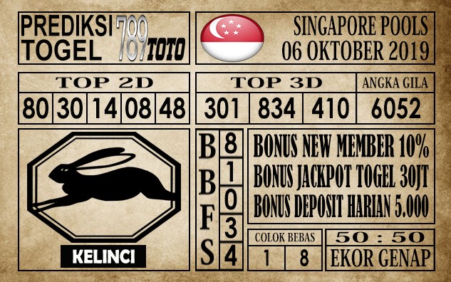 Prediksi Singapore Pools 06 Oktober 2019