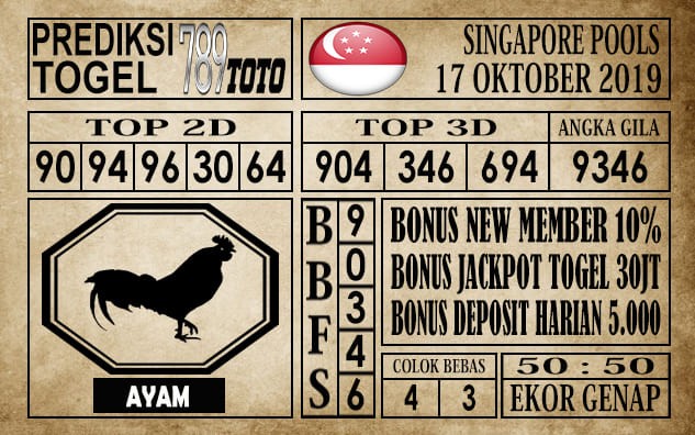 Prediksi Singapore Pools 17 Oktober 2019
