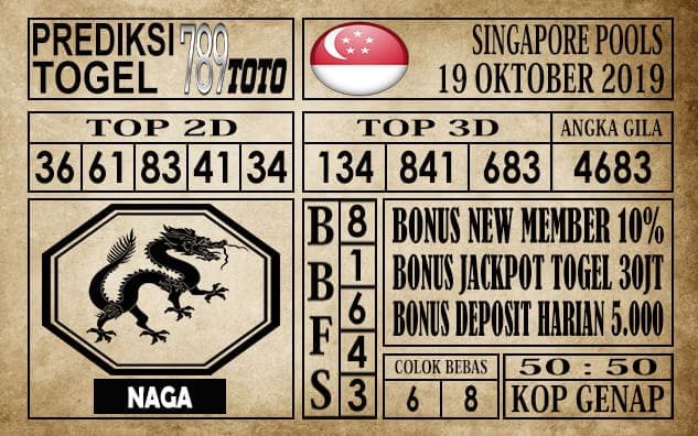 Prediksi Singapore Pools 19 Oktober 2019