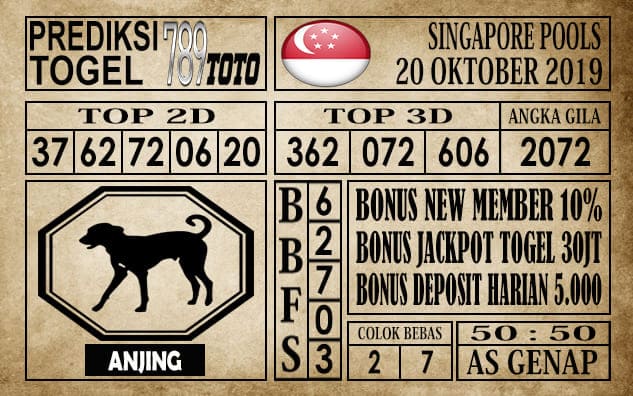 Prediksi Singapore Pools 20 Oktober 2019