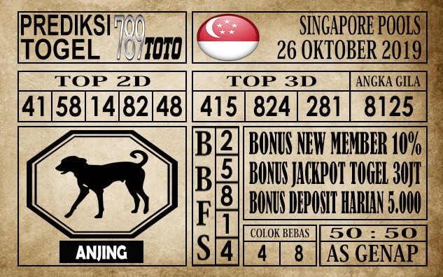 Prediksi Singapore Pools 26 Oktober 2019