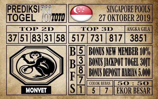 Prediksi Singapore Pools 27 Oktober 2019