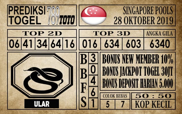 Prediksi Singapore Pools 28 Oktober 2019