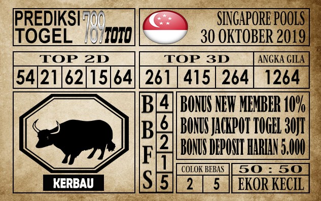 Prediksi Singapore Pools 30 Oktober 2019
