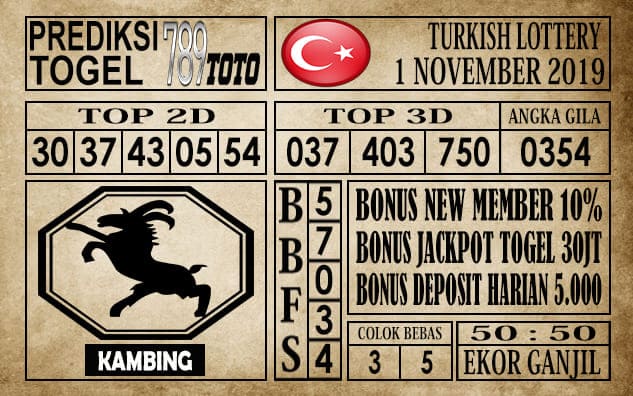 Prediksi Turkish Lottery 01 November 2019