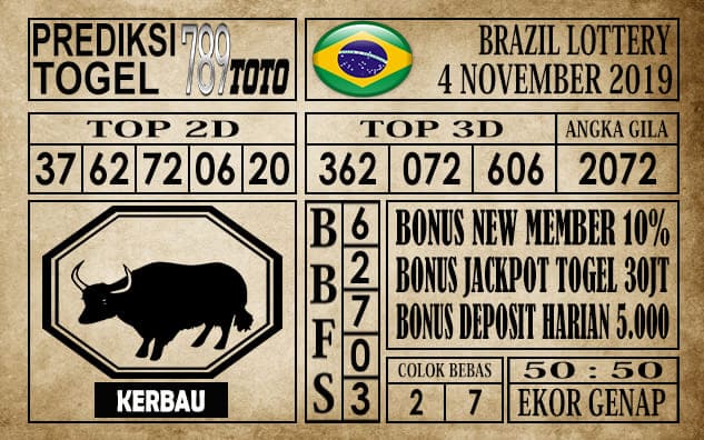 Prediksi Brazil Lottery 04 November 2019