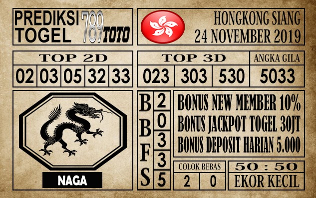 Prediksi Hongkong Siang 24 November 2019