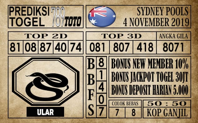 Prediksi Sydney Pools 04 November 2019