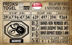 Prediksi Singapore Pools 04 November 2019