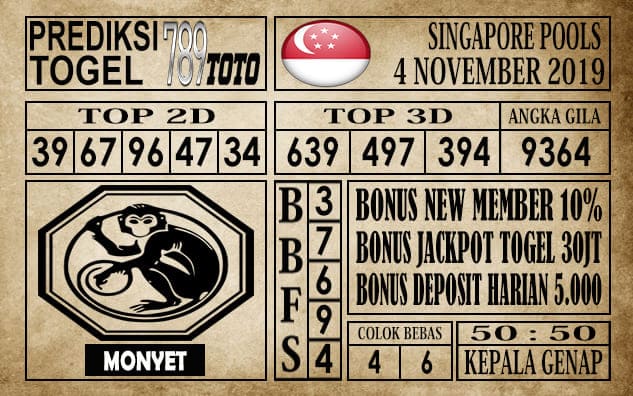 Prediksi Singapore Pools 04 November 2019