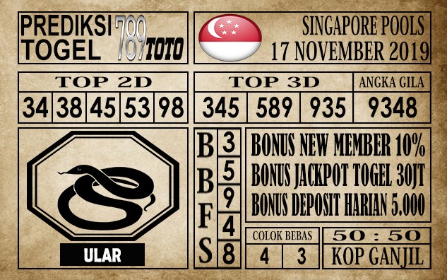 Prediksi Singapore Pools 17 November 2019