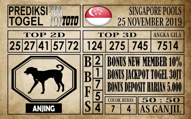 Prediksi Singapore Pools 25 November 2019
