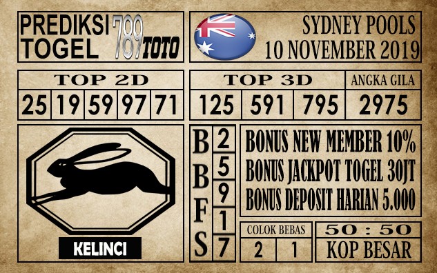 Prediksi Sydney Pools 10 November 2019