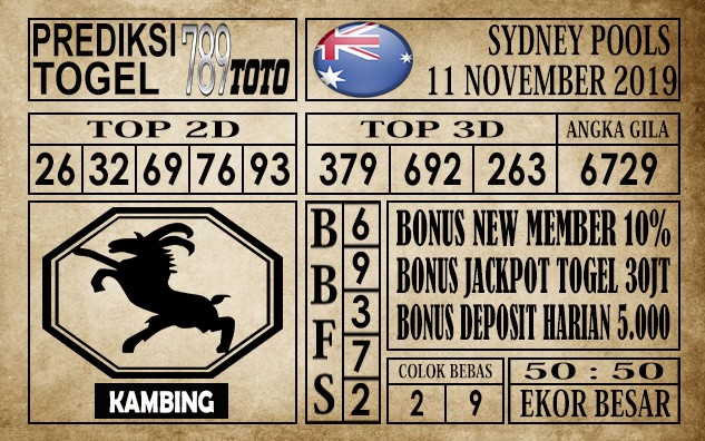 Prediksi Sydney Pools 11 November 2019