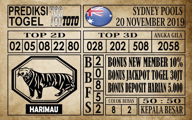 Prediksi Sydney Pools 20 November 2019