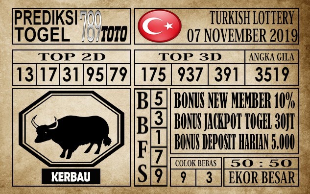 Prediksi Turkish Lottery 07 November 2019