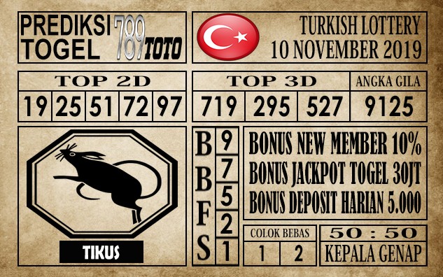 Prediksi Turkish Lottery 10 November 2019