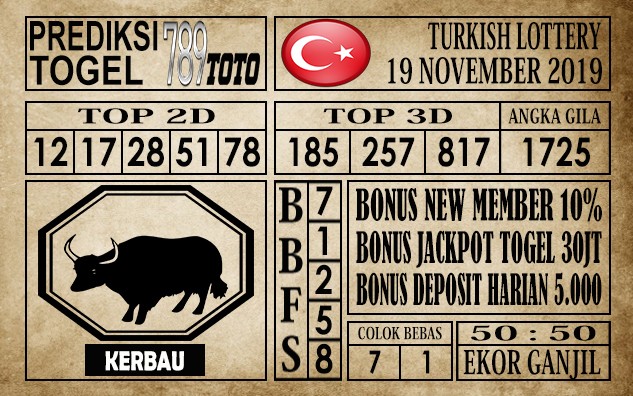 Prediksi Turkish Lottery 19 November 2019