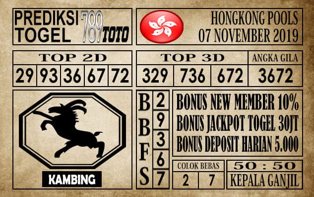 Prediksi Hongkong Pools 07 November 2019