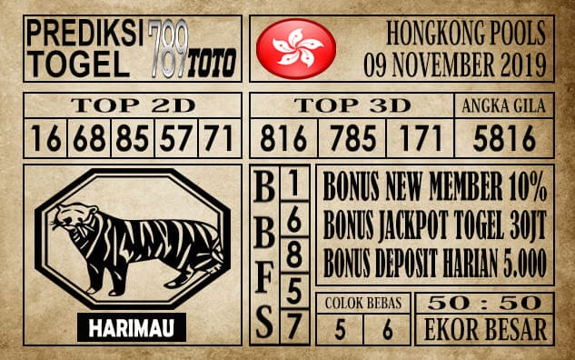 Prediksi Hongkong Pools 09 November 2019