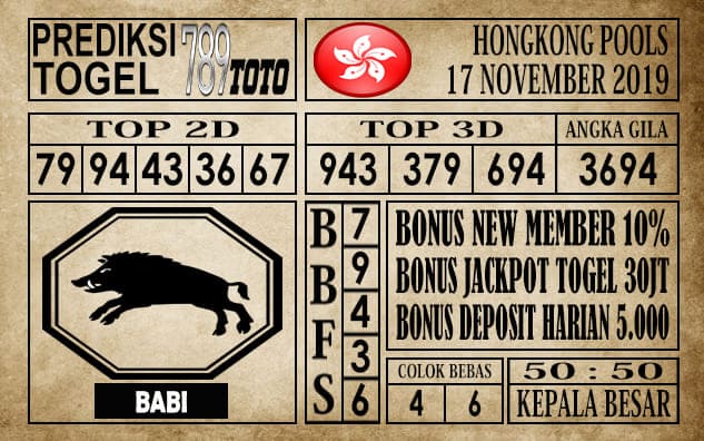 Prediksi Hongkong Pools 17 November 2019