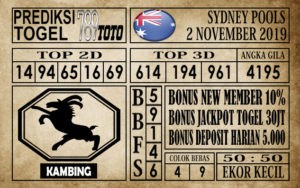 Prediksi Sydney Pools 02 November 2019