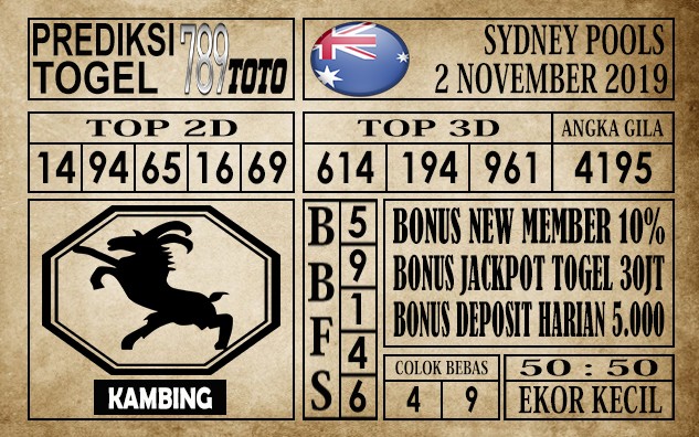 Prediksi Sydney Pools 02 November 2019