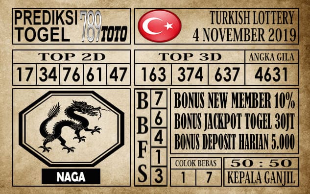 Prediksi Turkish Lottery 04 November 2019