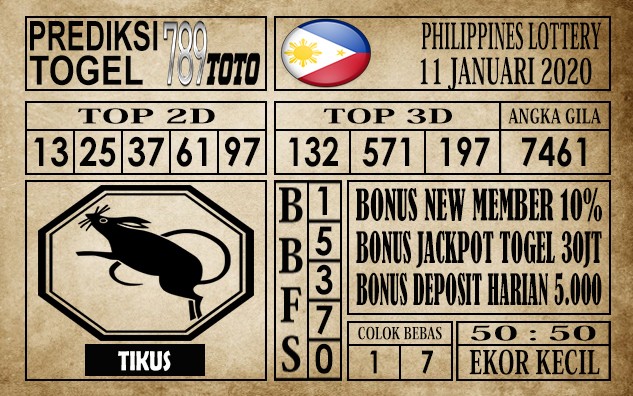 Prediksi Filipina PCSO Hari Ini 11 Jan 2020