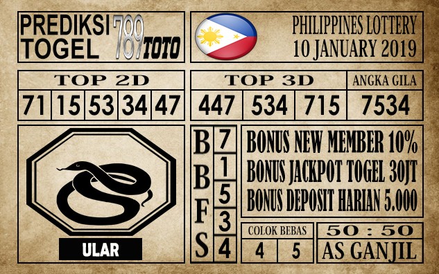 Prediksi Filipina PCSO Hari Ini 10 Jan 2020