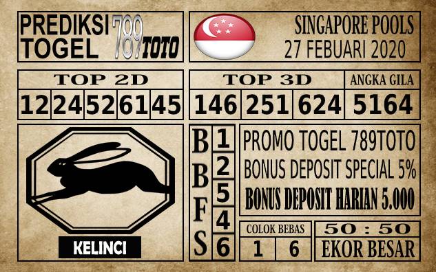 Prediksi Singapore Pools Hari ini 27 Feb 2020