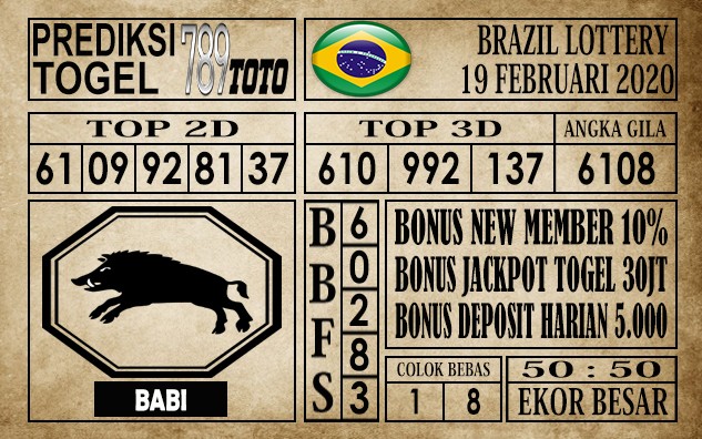 Prediksi Brazil Lottery Hari Ini 19 Feb 2020