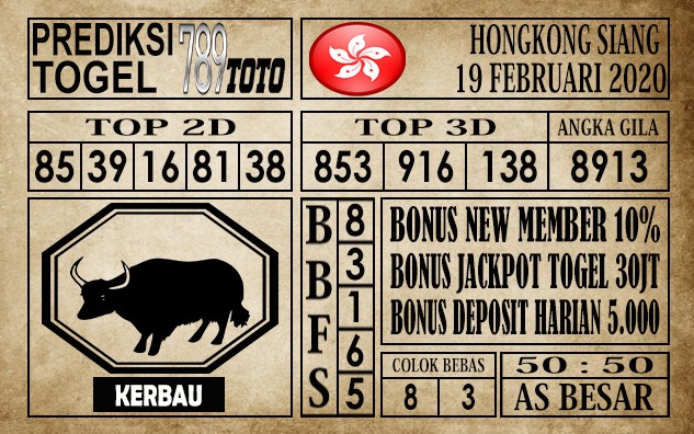 Prediksi Hongkong Siang Hari ini 19 Feb 2020
