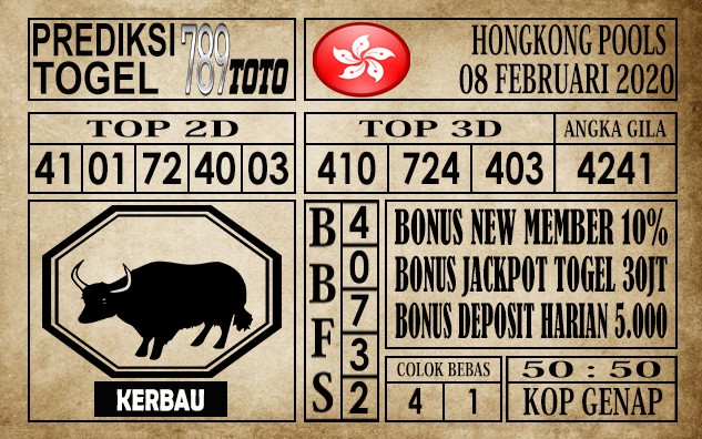 Prediksi Hongkong Pools Hari Ini 08 Feb 2020