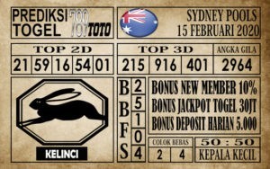 sdy15 Prediksi Sydney Pools Hari ini 15 Feb 2020