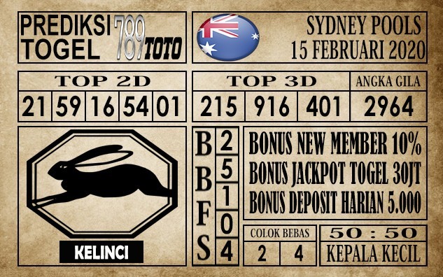 Prediksi Sydney Pools Hari ini 15 Feb 2020