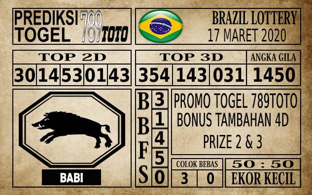Prediksi Brazil Lottery Hari Ini 17 Mar 2020