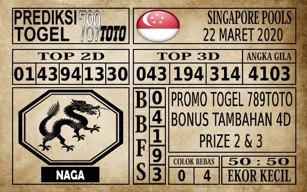 Prediksi Singapore Pools Hari ini 22 Mar 2020