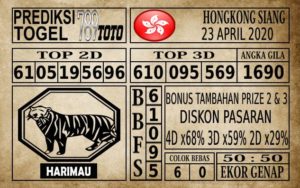 Prediksi Hongkong Siang Hari Ini 23 Apr 2020