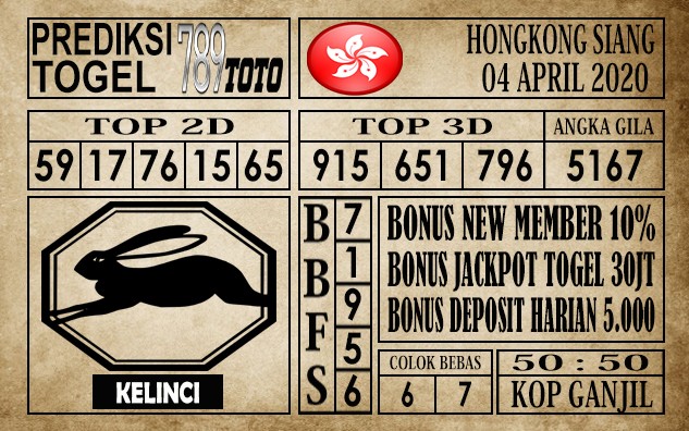 Prediksi Hongkong siang 04 April 2020