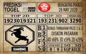 Prediksi Hongkong Pools Hari Ini 26 Mei 2020
