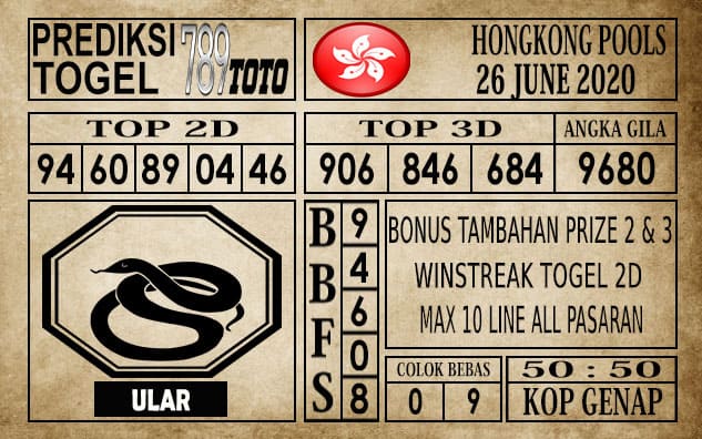Prediksi Hongkong Pools Hari Ini 26 Juni 2020
