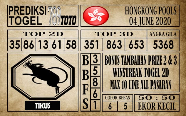 Prediksi Hongkong Pools Hari Ini 04 Juni 2020