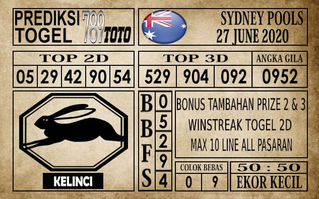 Prediksi Sydney Pools Hari Ini 27 Juni 2020