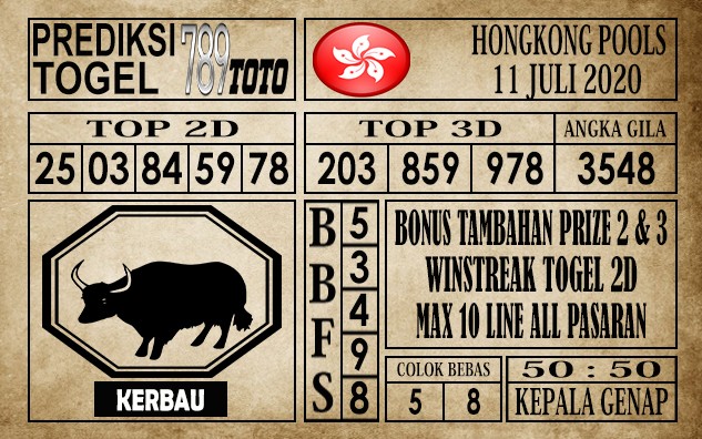 Prediksi Hongkong Pools Hari Ini 11 Juli 2020